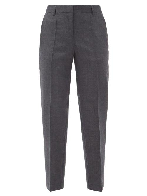 Matchesfashion.com Officine Gnrale - Roxane Pintucked Wool-barathea Cigarette Trousers - Womens - Mid Grey