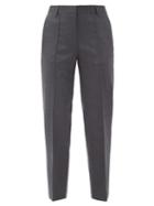Matchesfashion.com Officine Gnrale - Roxane Pintucked Wool-barathea Cigarette Trousers - Womens - Mid Grey