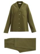 General Sleep - Brushed Organic-cotton Twill Pyjama Set - Womens - Khaki