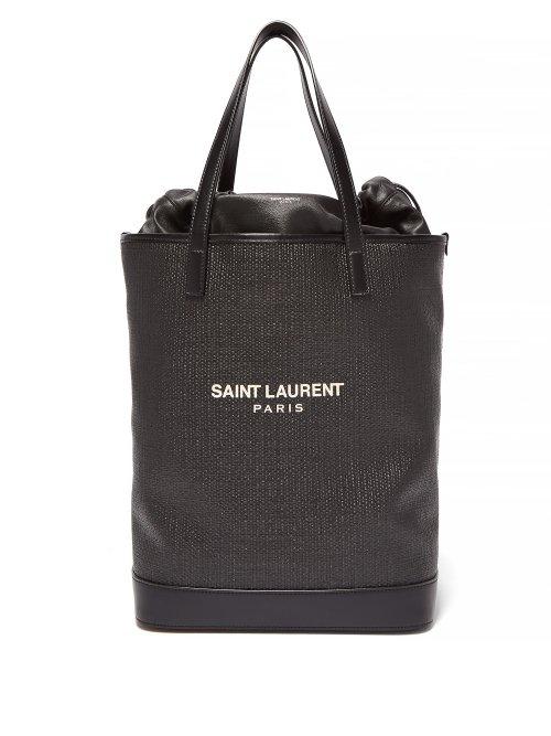 Matchesfashion.com Saint Laurent - Teddy Drawstring Canvas Tote - Womens - Black