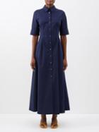 Staud - Joan Cotton-blend Maxi Shirt Dress - Womens - Navy