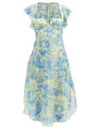 Stella Mccartney - Sweetheart-neckline Mushroom-print Silk Dress - Womens - Yellow
