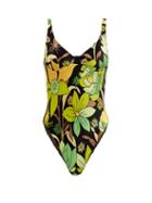 Matchesfashion.com Fendi - Dream Garden-print Velvet Swimsuit - Womens - Green Print