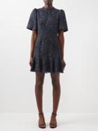 Rhode - Daron Printed Crepe De Chine Mini Dress - Womens - Black