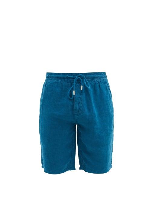 Matchesfashion.com Vilebrequin - Drawstring-waist Linen-poplin Bermuda Shorts - Mens - Navy