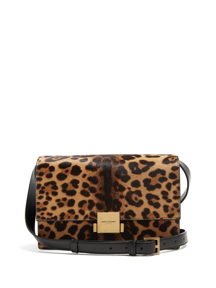 Saint Laurent Bellechasse Medium Leopard-print Leather Bag