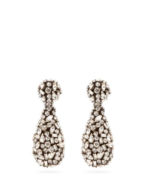 Matchesfashion.com Etro - Crystal Drop Clip Earrings - Womens - Crystal