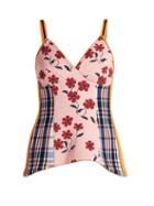 Matchesfashion.com Marni - Floral Jacquard V Neck Top - Womens - Pink Print
