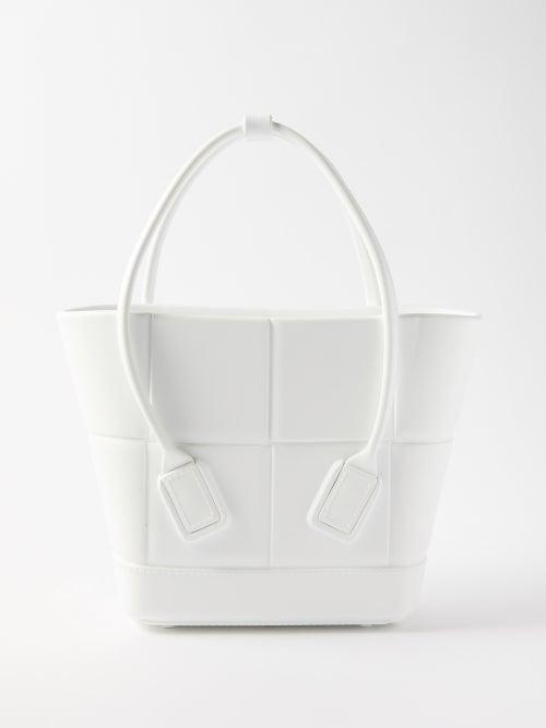 Bottega Veneta - Arco Small Intrecciato-effect Rubber Tote Bag - Womens - White