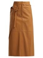 Matchesfashion.com Joseph - Beck Wrap Leather Midi Skirt - Womens - Tan
