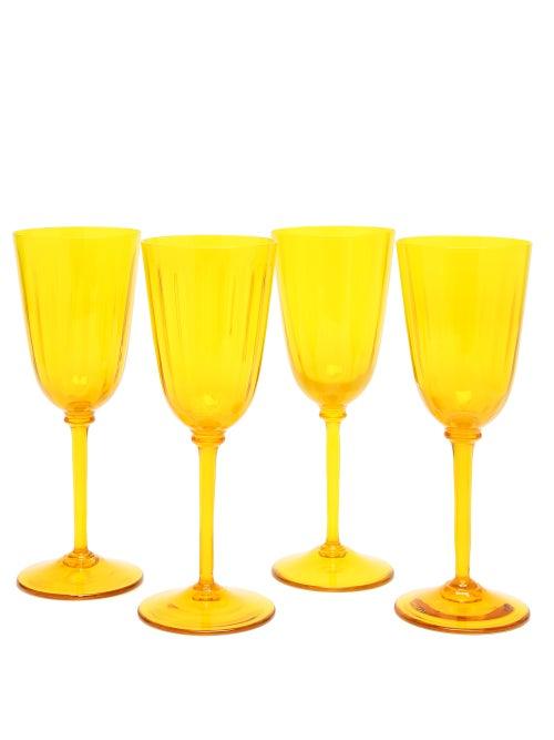 Matchesfashion.com La Doublej - X Salviati Set Of Four Murano Wine Glasses - Womens - Yellow