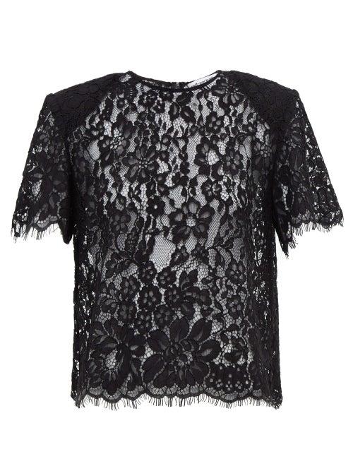 Matchesfashion.com Self-portrait - Floral Corded-lace Top - Womens - Black