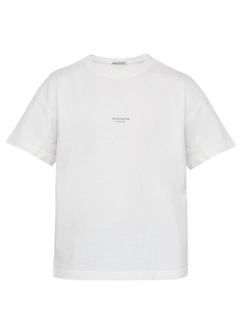 Matchesfashion.com Acne Studios - Jaxon Logo Print Cotton T Shirt - Mens - White