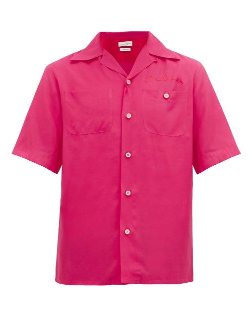 Matchesfashion.com Alexander Mcqueen - Logo-embroidered Bowling Shirt - Mens - Pink