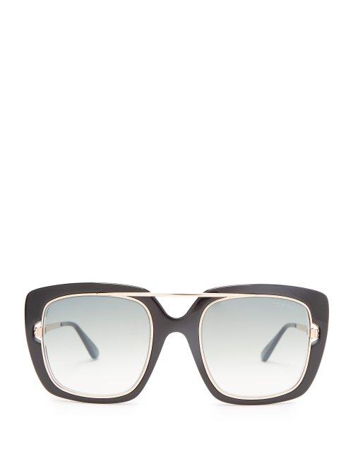 Matchesfashion.com Tom Ford Eyewear - Square Frame Acetate Sunglasses - Womens - Black Gold