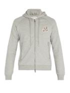Matchesfashion.com Moncler - Cotton Jersey Zip Through Hooded Sweatshirt - Mens - Grey
