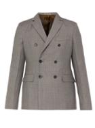 Matchesfashion.com Bottega Veneta - Double Breasted Checked Wool Blend Blazer - Mens - Dark Grey