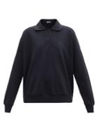 Matchesfashion.com The Row - Corzas Cotton-terry Long-sleeved Henley Top - Womens - Navy