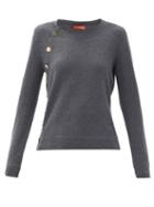 Matchesfashion.com Altuzarra - Minamoto Button-shoulder Cashmere Sweater - Womens - Dark Grey