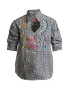 Vivienne Westwood Anglomania Heart Cut-out Puff-sleeved Gingham Cotton Shirt