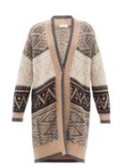 Brunello Cucinelli - Geometric-jacquard Longline Cardigan - Womens - Beige Multi