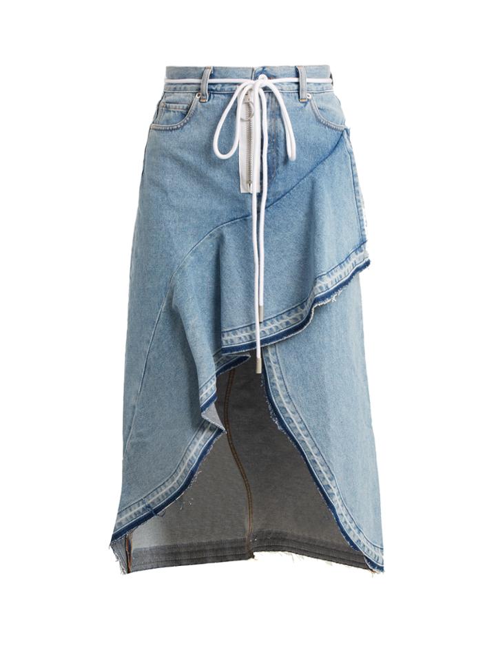 Off-white Asymmetric-hem Denim Skirt