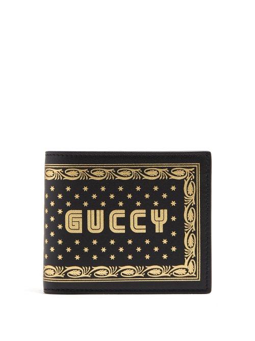 Matchesfashion.com Gucci - Logo Print Bi Fold Leather Wallet - Mens - Black Multi
