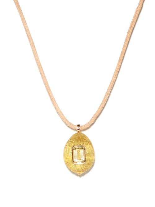 Ladies Fine Jewellery Dezso - Coquito Citrine, Lemon Quartz & 18kt Gold Necklace - Womens - Yellow Multi
