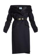 Matchesfashion.com Prada - Off The Shoulder Wool Blend Coat - Womens - Navy