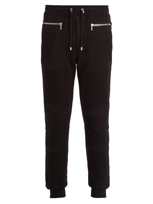 Matchesfashion.com Balmain - Slim Leg Biker Track Pants - Mens - Black