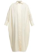 Matchesfashion.com Jil Sander - Cotton Poplin Tie Front Shirtdress - Womens - Ivory