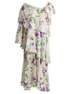 Matchesfashion.com Borgo De Nor - Loie Surreal Print Cotton And Silk Blend Dress - Womens - White Multi