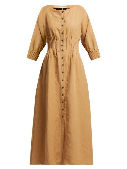 Matchesfashion.com Mara Hoffman - Amia Pintucked Canvas Dress - Womens - Beige