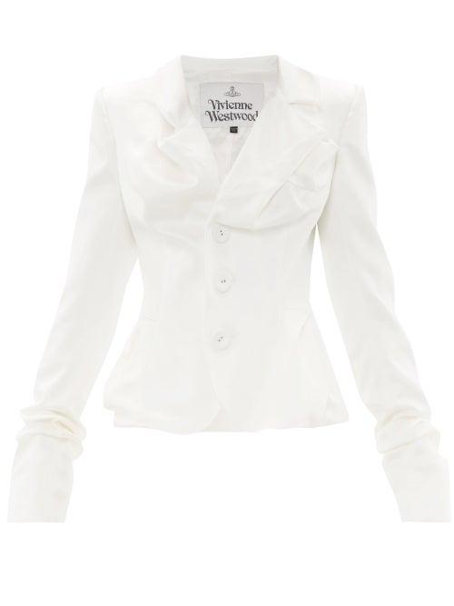 Matchesfashion.com Vivienne Westwood - Draped Single-breasted Satin Jacket - Womens - White