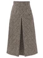Matchesfashion.com Dolce & Gabbana - Prince Of Wales-check Wool-blend Midi Skirt - Womens - Grey Multi