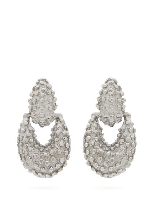 Matchesfashion.com Jil Sander - Textured Double Link Earrings - Womens - Silver