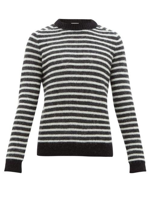 Matchesfashion.com Saint Laurent - Striped Mohair-blend Sweater - Mens - Black White