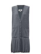 Matchesfashion.com Mm6 Maison Margiela - Pleated Wool Cardigan Dress - Womens - Dark Grey