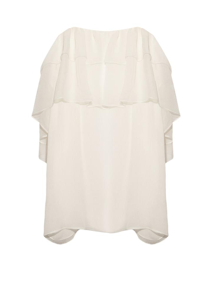 Chloé Ruffle Lace-trimmed Silk-crpon Top
