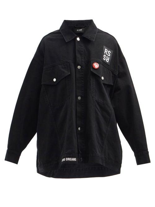 Raf Simons - Oversized Logo-patch Denim Jacket - Mens - Black