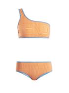 Fendi Striped One-shoulder Bikini Set