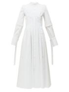 Matchesfashion.com Alexander Mcqueen - Deconstructed Panel Cotton Poplin Dress - Womens - White