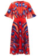 Ladies Rtw Altuzarra - Constance Pleated Abstract-print Georgette Dress - Womens - Red Multi