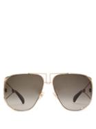 Matchesfashion.com Givenchy - Logo Engraved Aviator Metal Sunglasses - Womens - Black Gold