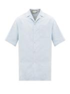 Matchesfashion.com Gucci - Nautical-embroidered Cotton Bowling Shirt - Mens - Light Blue