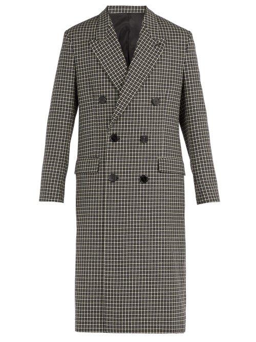 Matchesfashion.com Ami - Houndstooth Double Breasted Wool Blend Overcoat - Mens - Black Multi