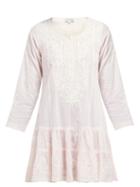 Matchesfashion.com Juliet Dunn - Floral Embroidered Tiered Cotton Mini Dress - Womens - Pink