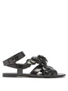 Ladies Shoes Valentino Garavani - Atelier Petal-effect Leather Sandals - Womens - Black