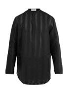 Matchesfashion.com Saint Laurent - Floral Embroidered Sheer Cotton Blend Shirt - Mens - Black