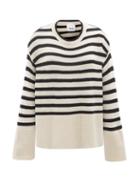 Allude - Elongated-sleeve Striped Virgin Wool-blend Sweater - Womens - Black White